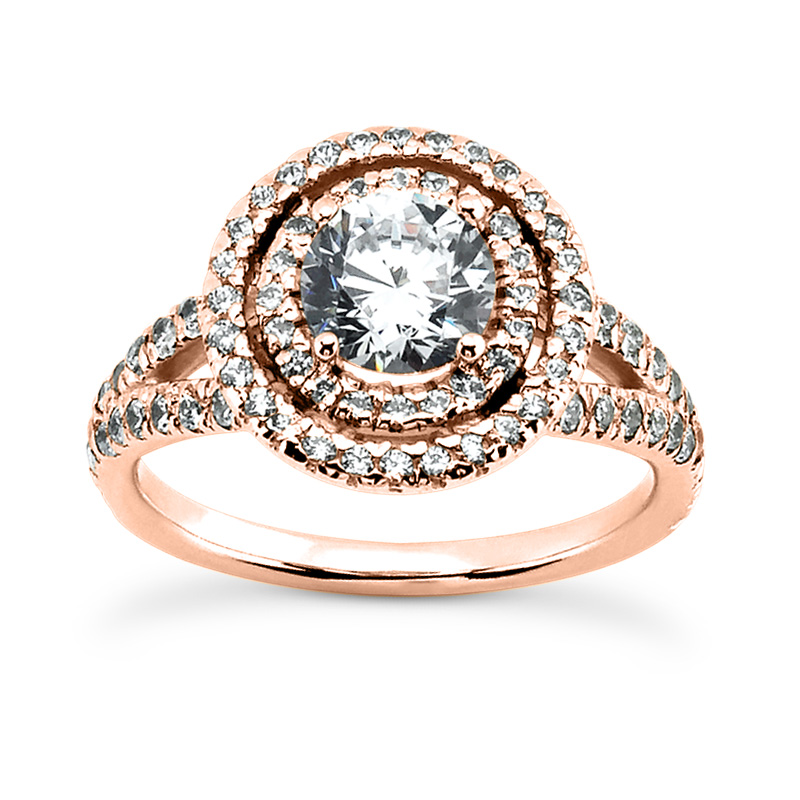 0.71 CT. 14 Karat White Gold Round Cut Diamond Engagement Ring HALO Style
